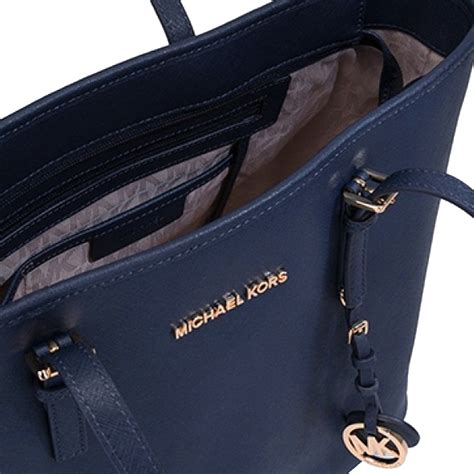 michael kors saffiano medium travel tote navy